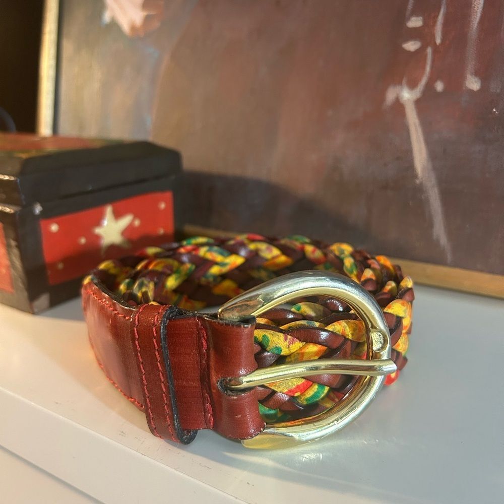 Escada Colorful Braided Belt with Gold Buckle Made in Italy 42 - Picture 15 of 15